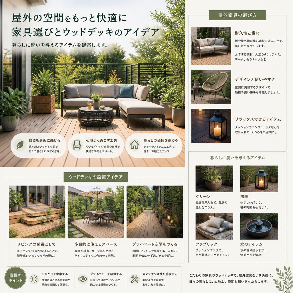屋外家具とウッドデッキの魅力