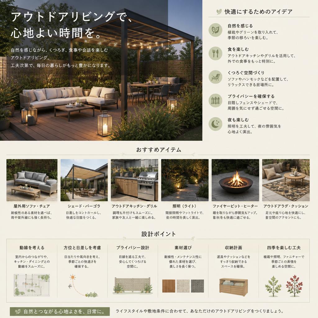 心地よい屋外リビングの作り方