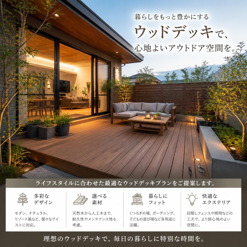 ウッドデッキアイデアでアウトドアライフを充実