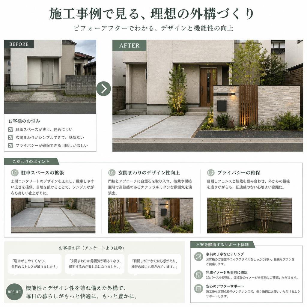 成功事例紹介：施行した外構の実績