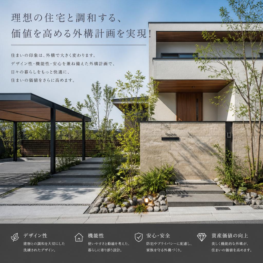 理想の住宅と調和する、価値を高める外構計画を実現！
