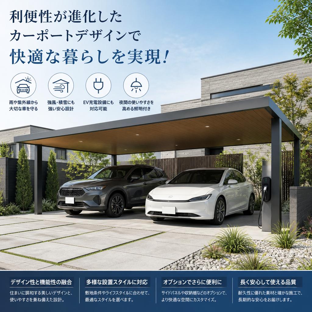 利便性が進化したカーポートデザインで快適な暮らしを実現！