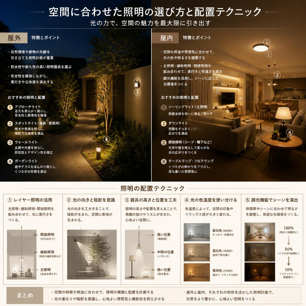 2. 照明の選び方と配置のポイント