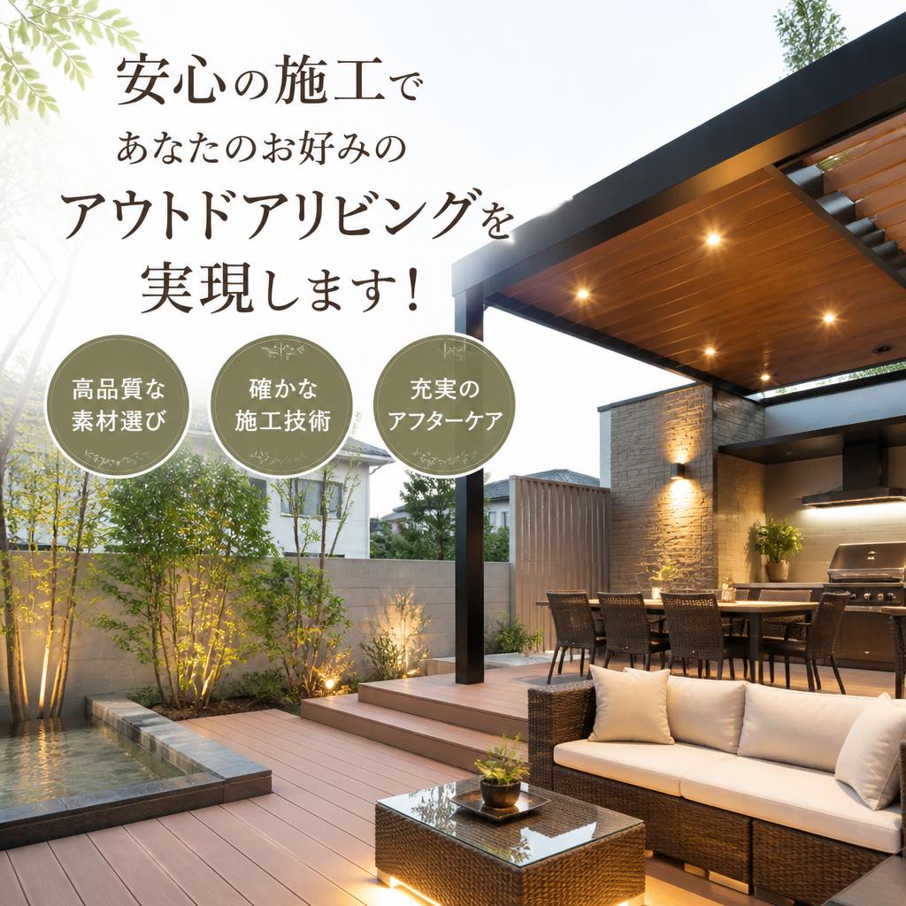安心の施工であなたのお好みのアウトドアリビングを実現します！