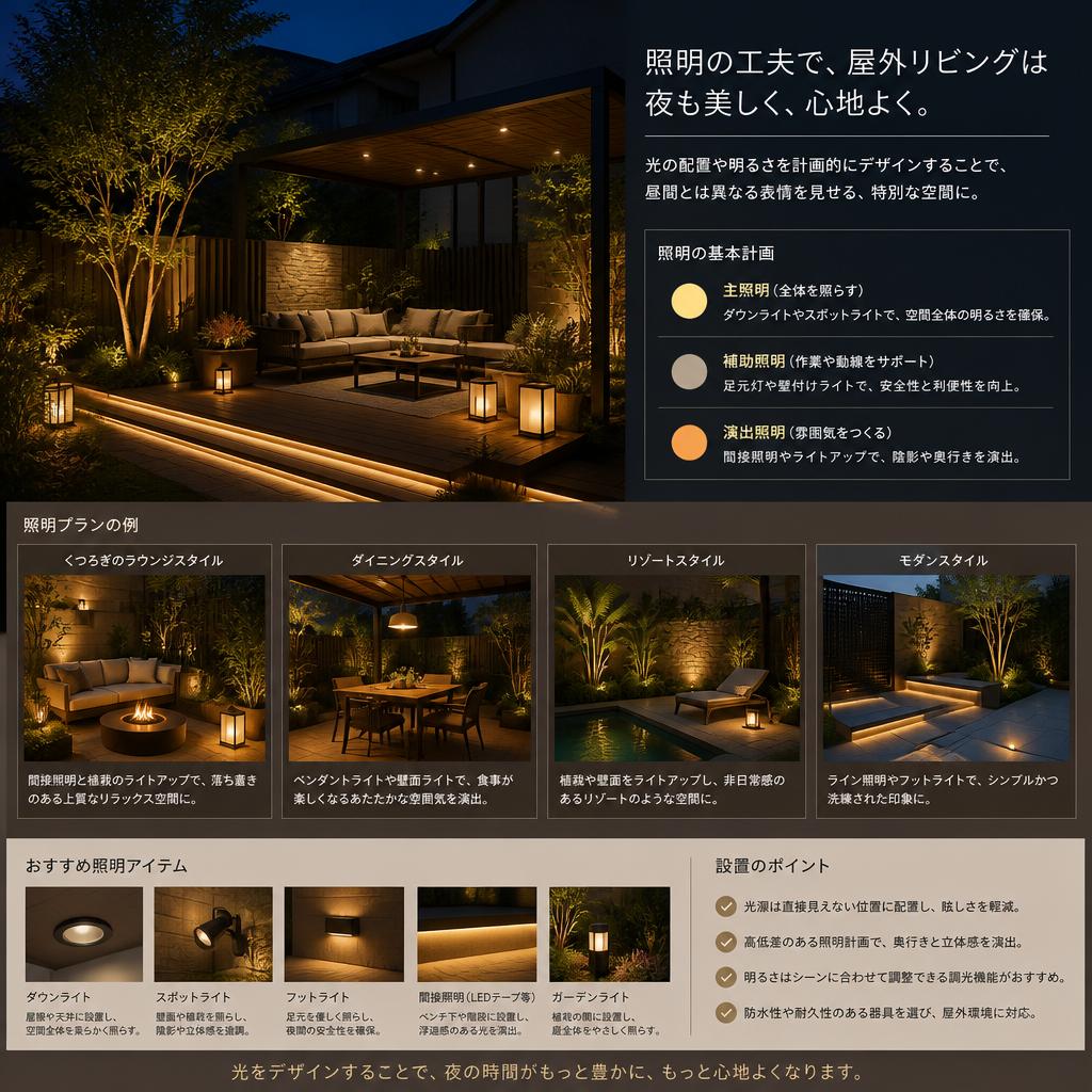 照明で演出する夜の風情