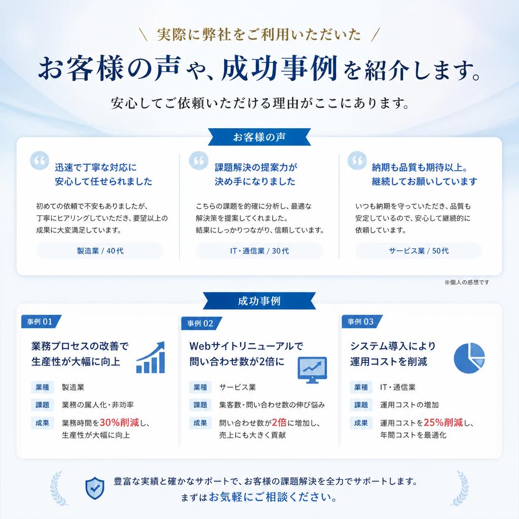 お客様の声と施工事例