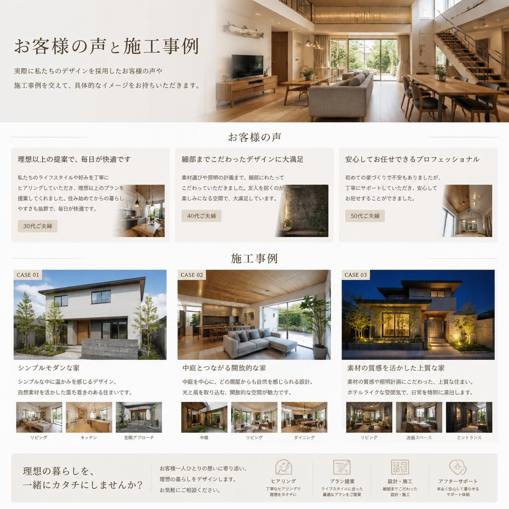 お客様の声と施工事例