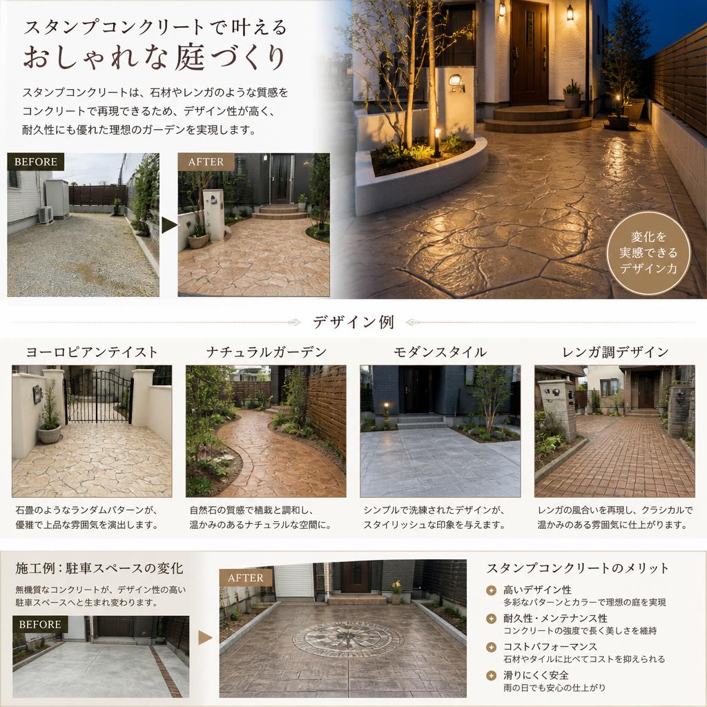 おしゃれな庭にするためのスタンプコンクリートの活用法